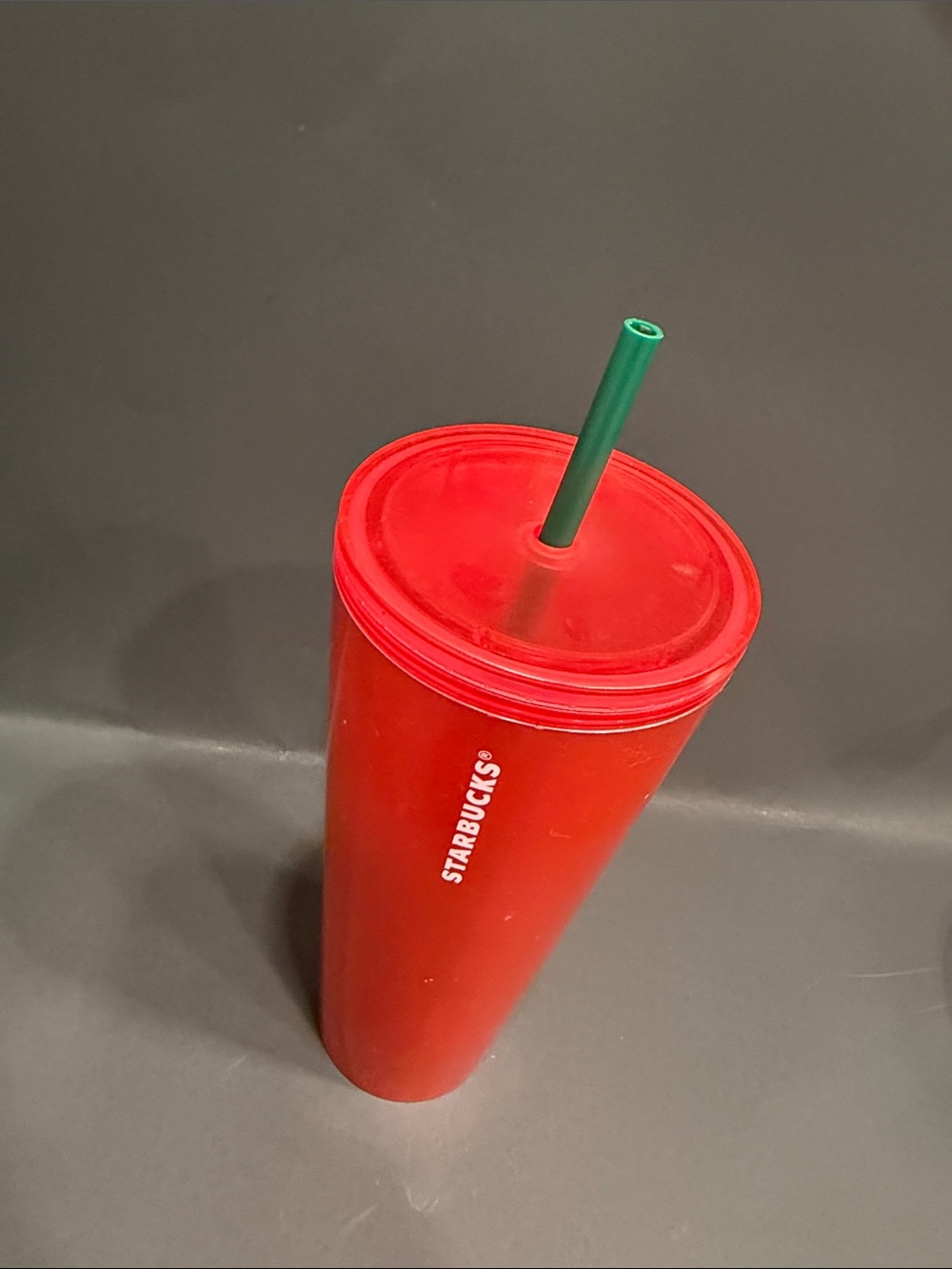 Starbucks Red Tumbler with Green Straw